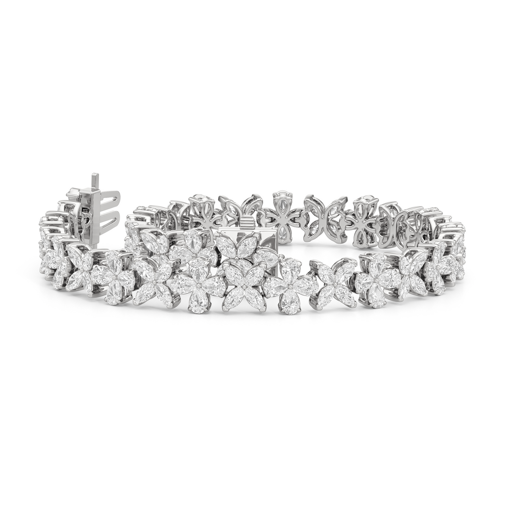 Garden Bracelet with Lab Cut Diamond in 14KT White Gold view 2
