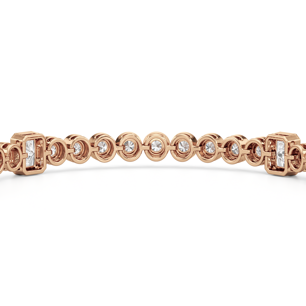 Stationed Radiant Bezel Set Tennis Bracelet with Lab Cut Diamond in 14KT Rose Gold view 8
