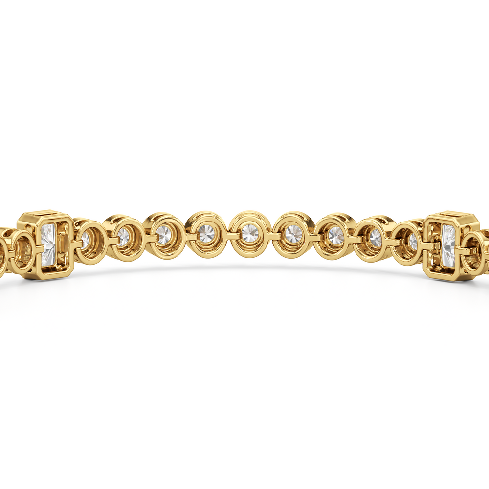Stationed Radiant Bezel Set Tennis Bracelet with Lab Cut Diamond in 14KT Yellow Gold view 8
