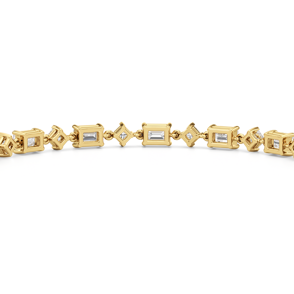 Alternating Emerald and Princess Tennis Bracelet with 6 Cut Diamond in 14KT Yellow Gold view 8
