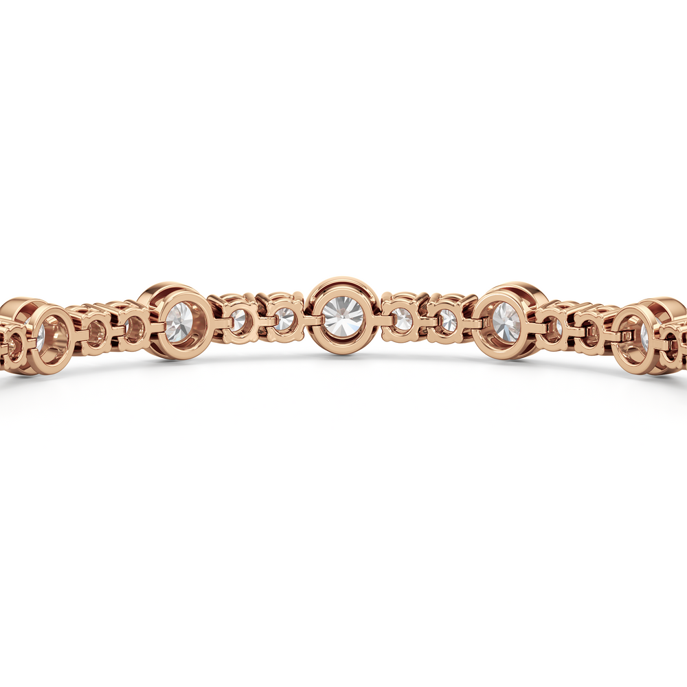 Stationed Round Bezel Set Tennis Bracelet with 6 7/8 Cut Diamond in 14KT Rose Gold view 8
