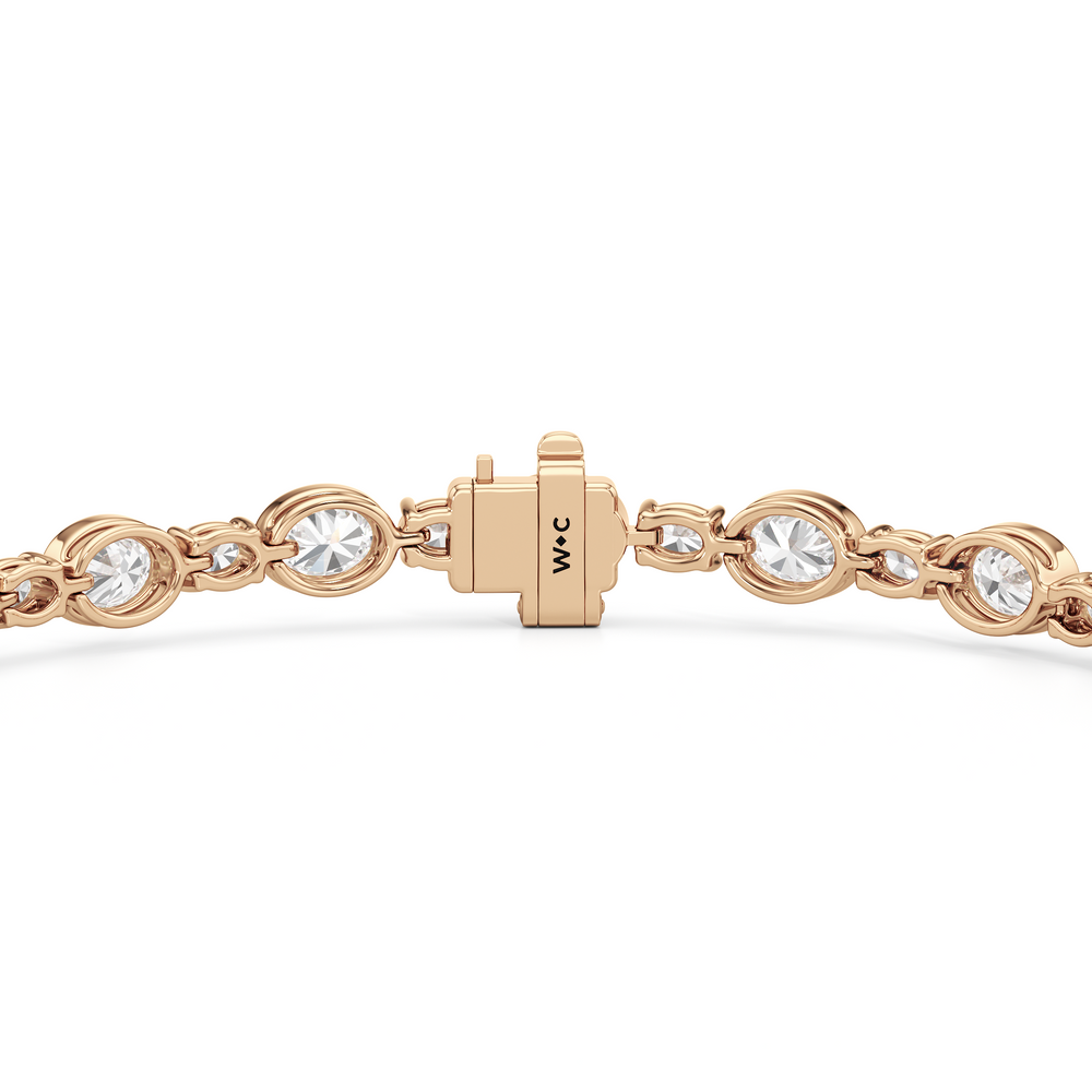 Bezel Oval Alternating Tennis Bracelet with 7 1/2 Cut Diamond in 14KT Rose Gold view 7
