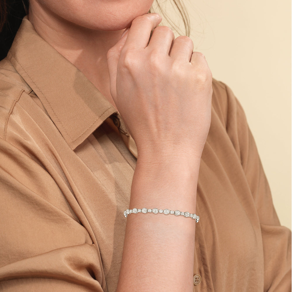 Bezel Oval Alternating Tennis Bracelet with 7 1/2 Cut Diamond in 14KT Rose Gold view 5
