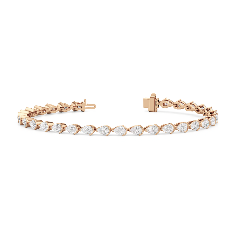 Trailing Pear Tennis Bracelet with 5 1/2 Cut Diamond in 14KT Yellow Gold view 10
