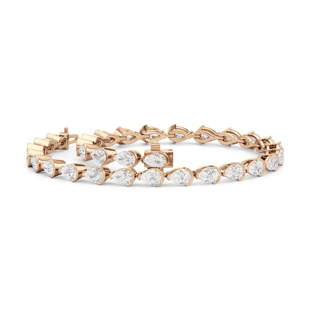 Trailing Pear Tennis Bracelet with 5 1/2 Cut Diamond in 14KT Yellow Gold view 11
