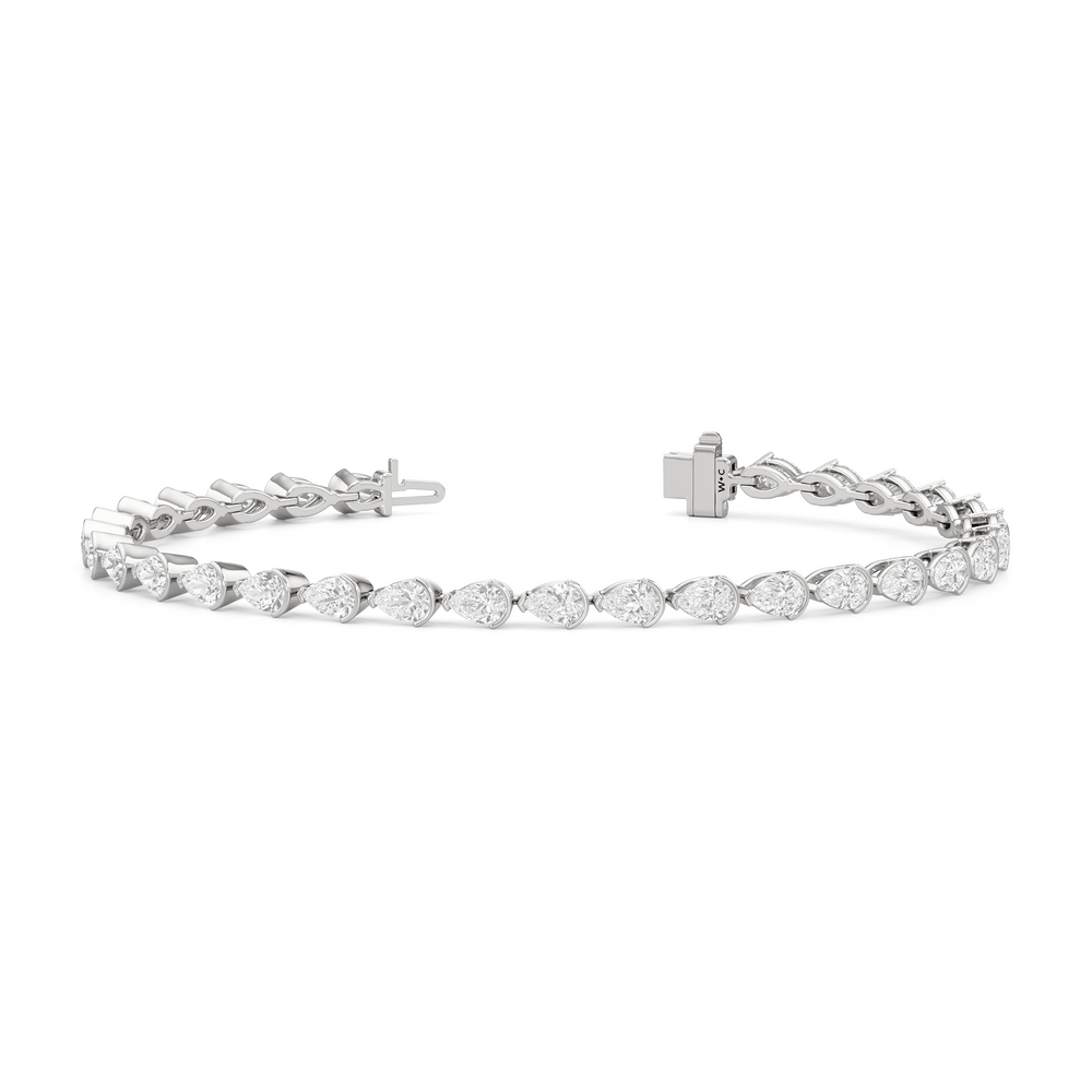 Trailing Pear Tennis Bracelet with 5 1/2 Cut Diamond in 14KT White Gold view 2
