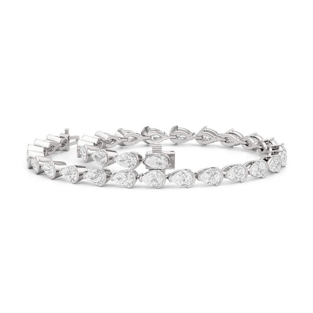 Trailing Pear Tennis Bracelet with 5 1/2 Cut Diamond in 14KT White Gold view 3
