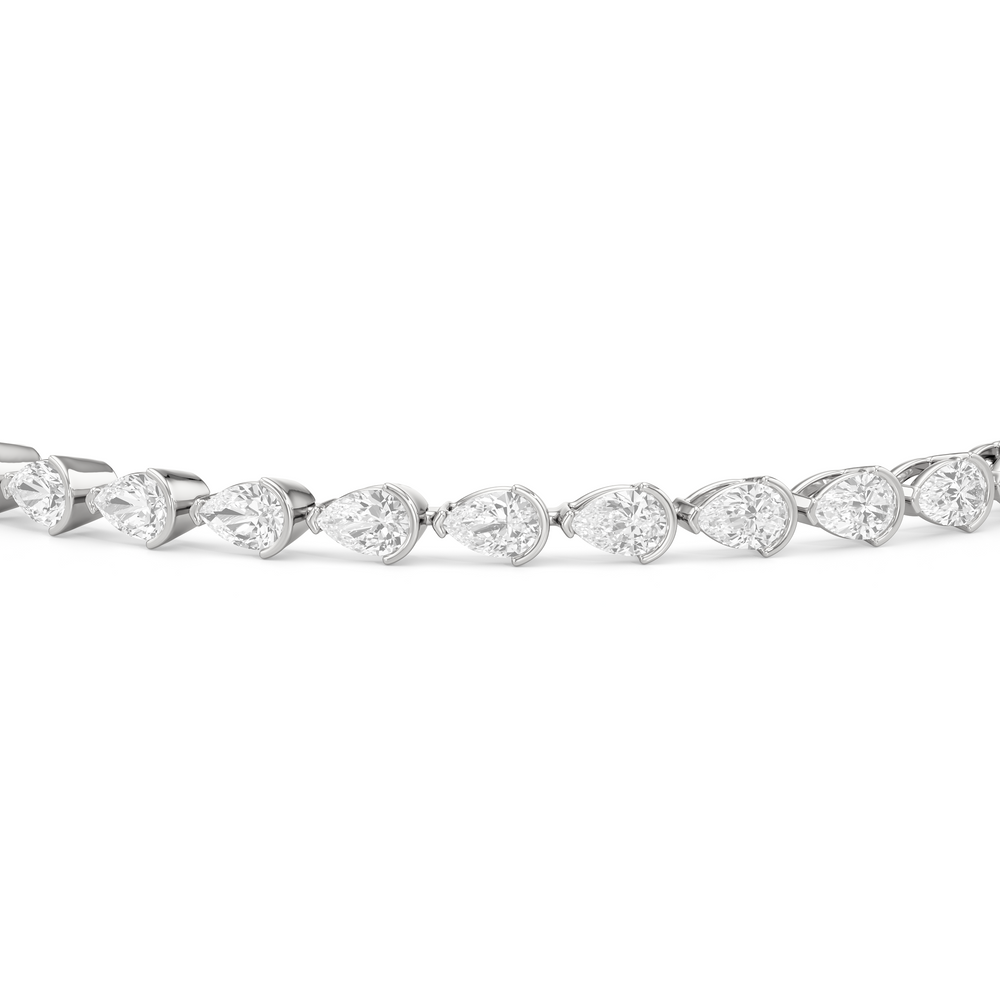 Trailing Pear Tennis Bracelet with 5 1/2 Cut Diamond in 14KT White Gold view 6
