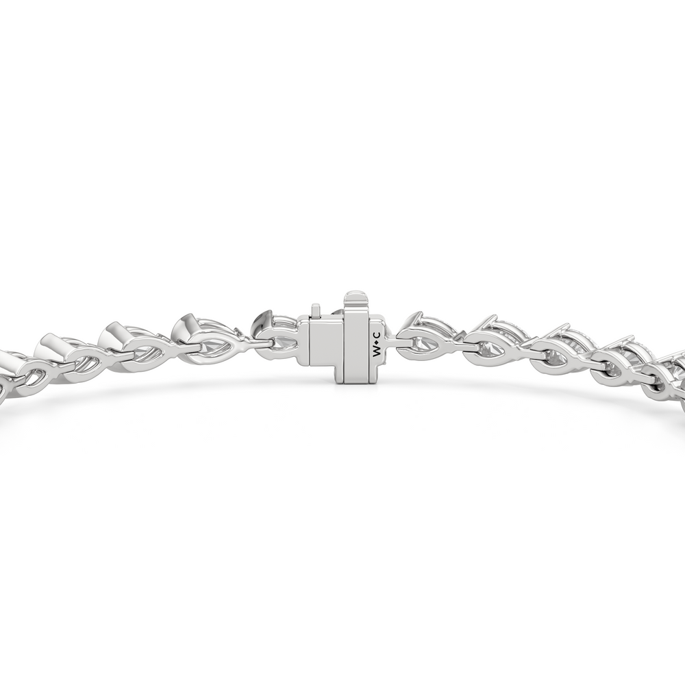 Trailing Pear Tennis Bracelet with 5 1/2 Cut Diamond in 14KT White Gold view 7
