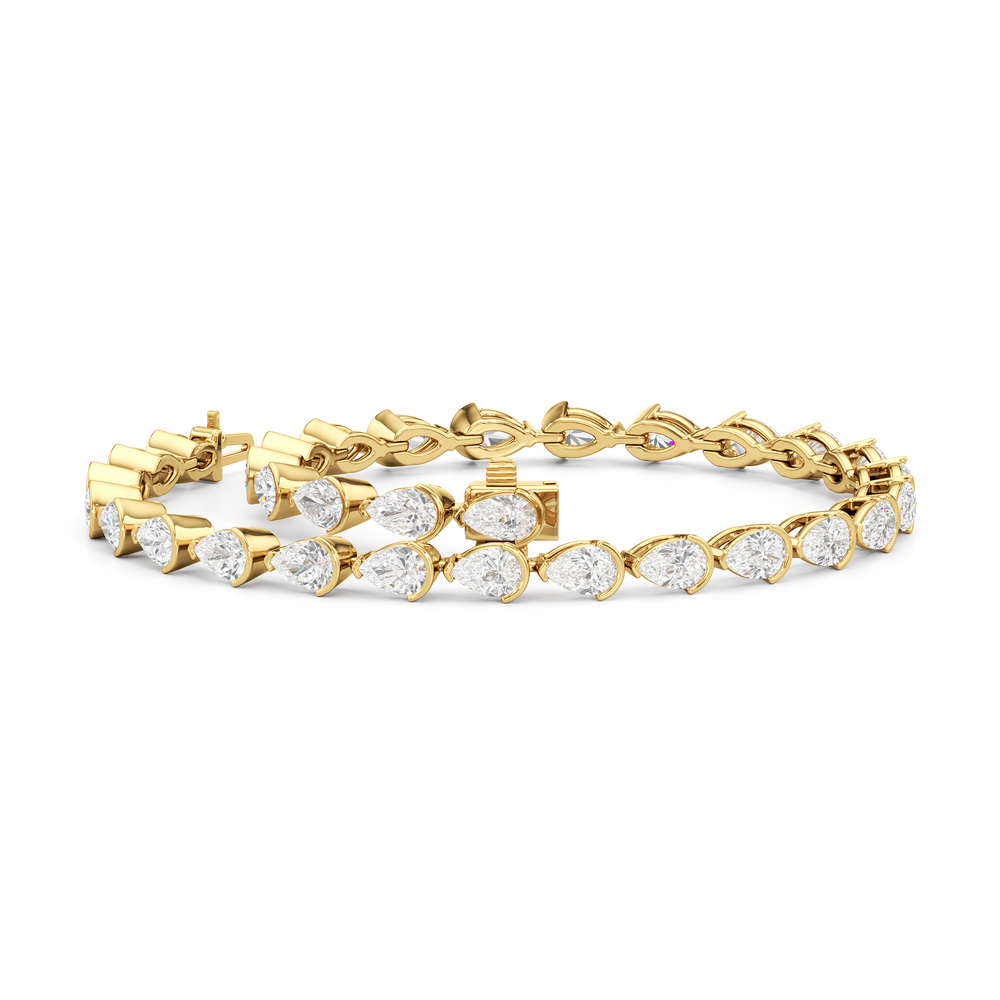Trailing Pear Tennis Bracelet with 5 1/2 Cut Diamond in 14KT Yellow Gold view 3
