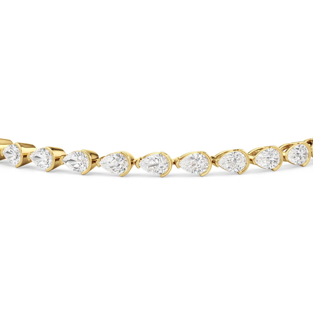 Trailing Pear Tennis Bracelet with 5 1/2 Cut Diamond in 14KT Yellow Gold view 6
