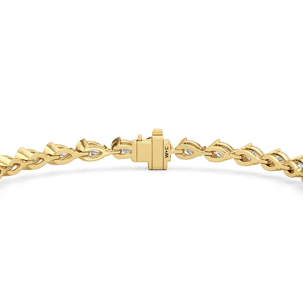 Trailing Pear Tennis Bracelet with 5 1/2 Cut Diamond in 14KT Yellow Gold view 7
