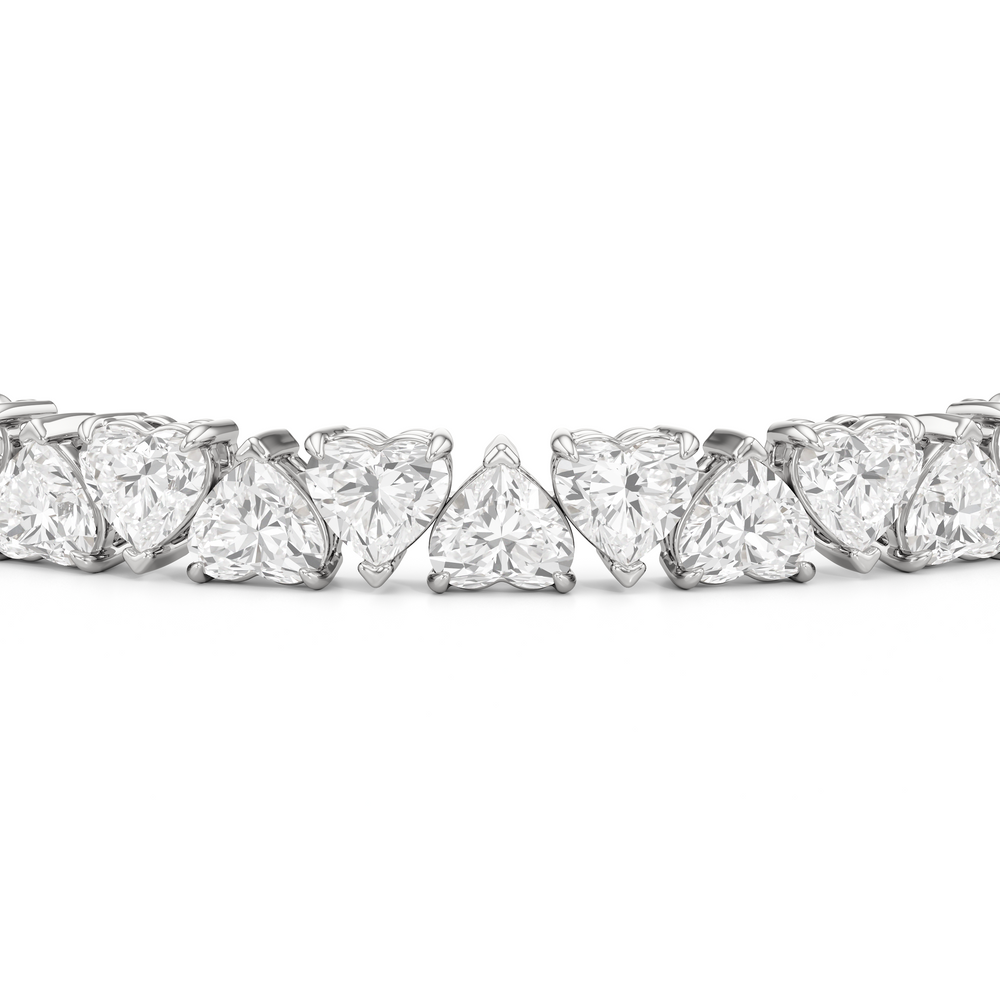 North-South Heart Shape Tennis Bracelet with Lab Cut Diamond in 14KT White Gold view 6
