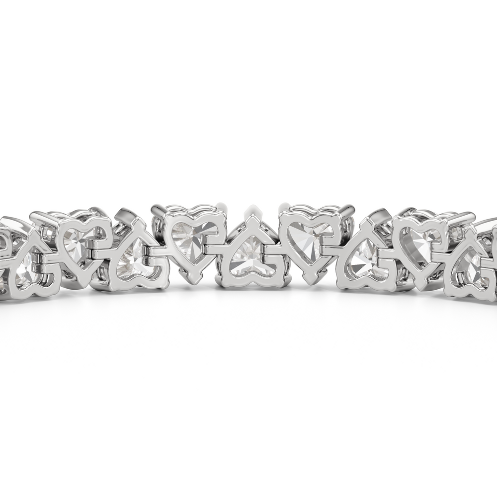 North-South Heart Shape Tennis Bracelet with Lab Cut Diamond in 14KT White Gold view 8
