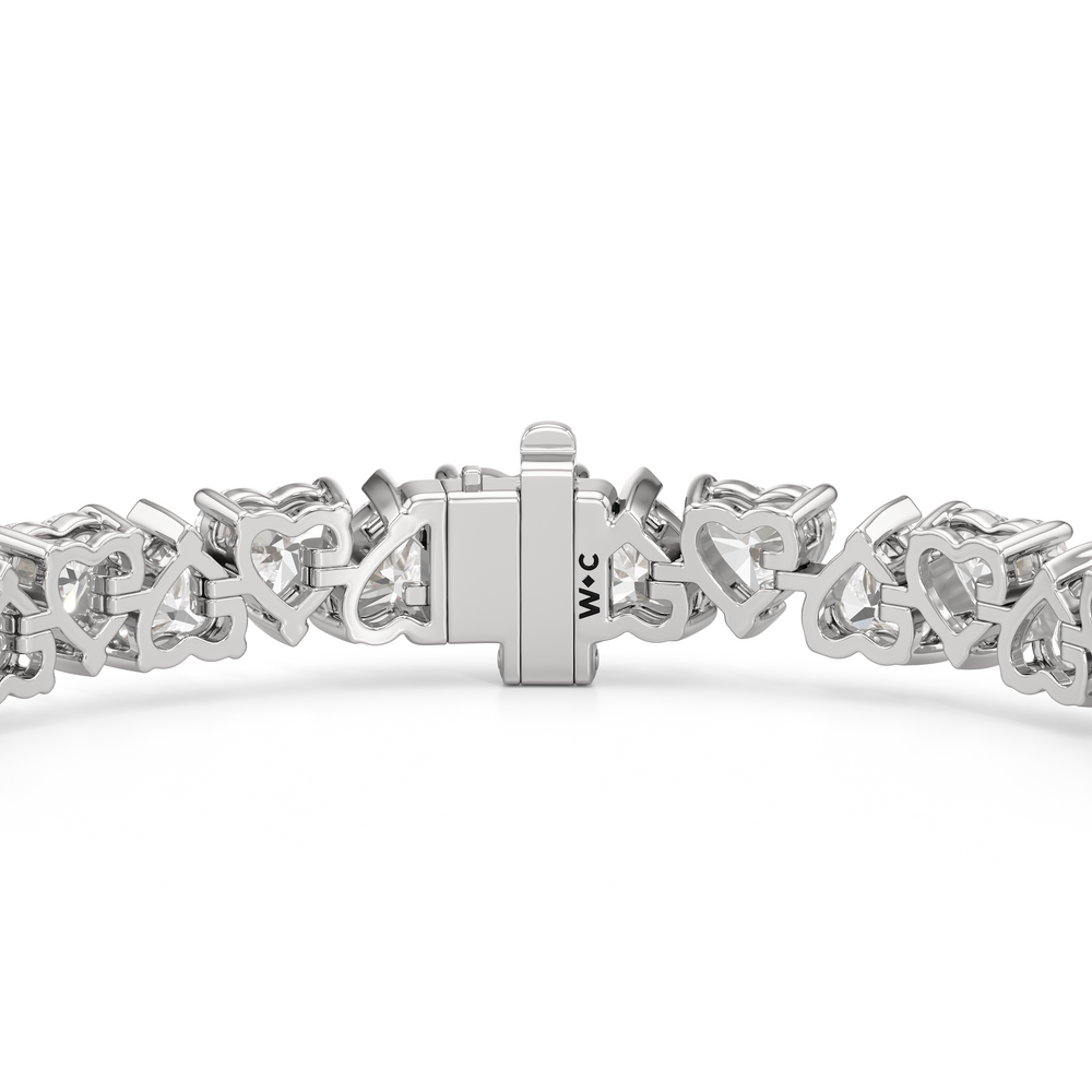 North-South Heart Shape Tennis Bracelet with Lab Cut Diamond in 14KT White Gold view 7
