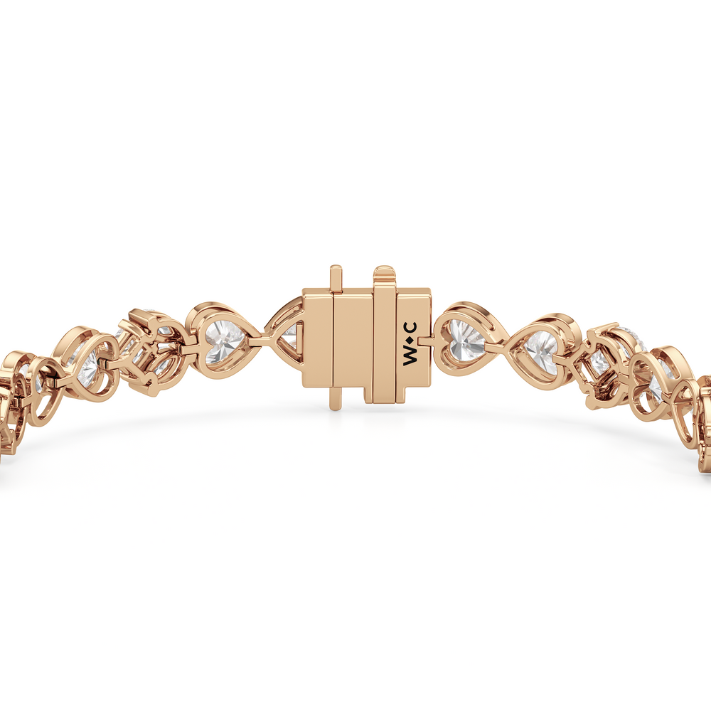Tulip and Heart Shape Tennis Bracelet with Lab Cut Diamond in 14KT Rose Gold view 7
