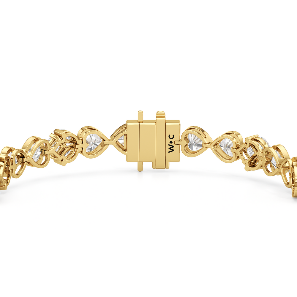 Tulip and Heart Shape Tennis Bracelet with Lab Cut Diamond in 14KT Yellow Gold view 7
