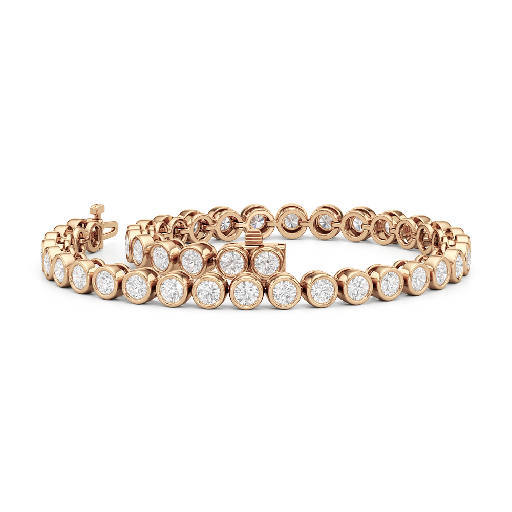 Bezel Set Round Lab Diamond Tennis Bracelet with 4 Cut Diamond in 14KT Rose Gold view 4
