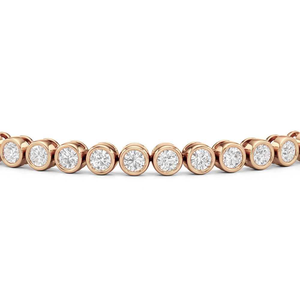 Bezel Set Round Lab Diamond Tennis Bracelet with 4 Cut Diamond in 14KT Rose Gold view 7
