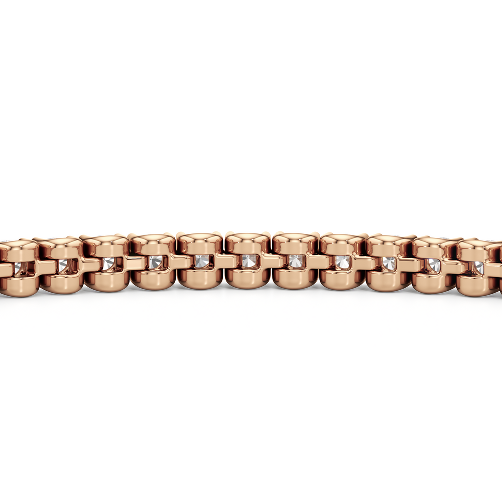 Bezel Set Round Lab Diamond Tennis Bracelet with 4 Cut Diamond in 14KT Rose Gold view 10
