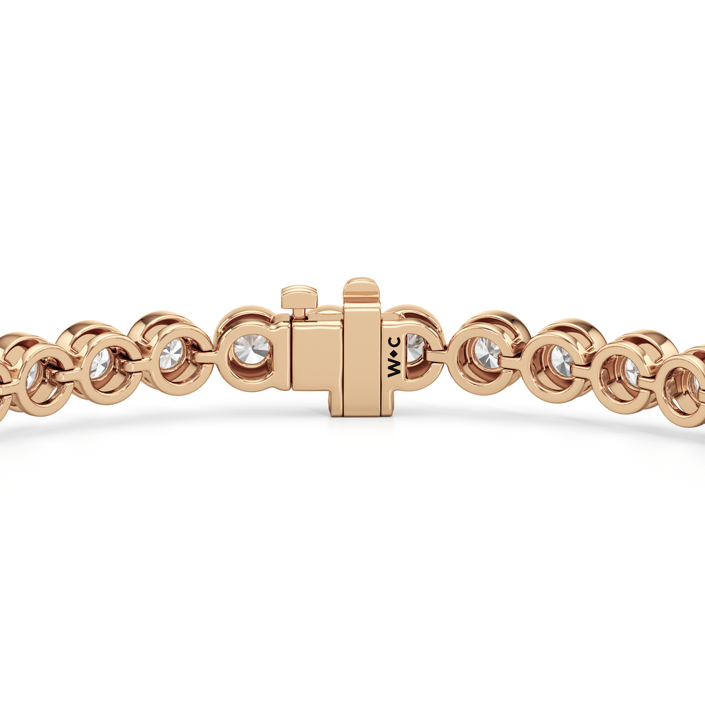 Bezel Set Round Lab Diamond Tennis Bracelet with 4 Cut Diamond in 14KT Rose Gold view 9
