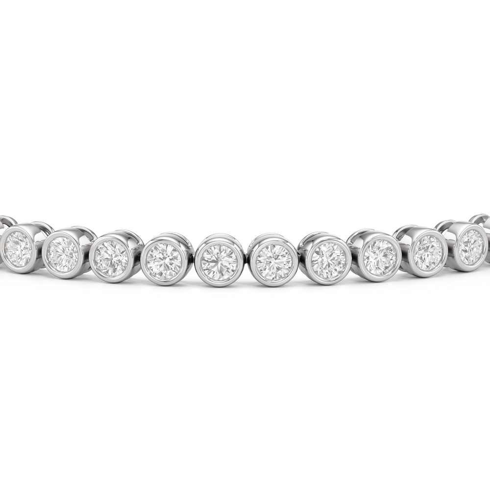 Bezel Set Round Lab Diamond Tennis Bracelet with 4 Cut Diamond in 14KT White Gold view 7
