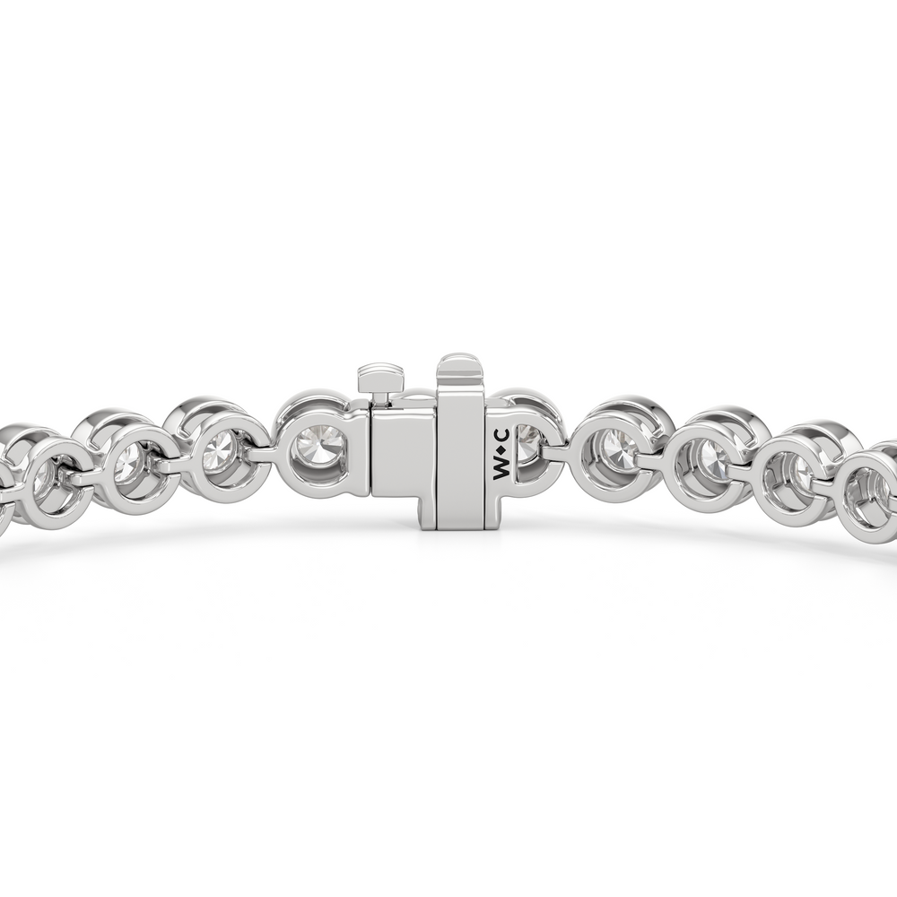 Bezel Set Round Lab Diamond Tennis Bracelet with 4 Cut Diamond in 14KT White Gold view 8
