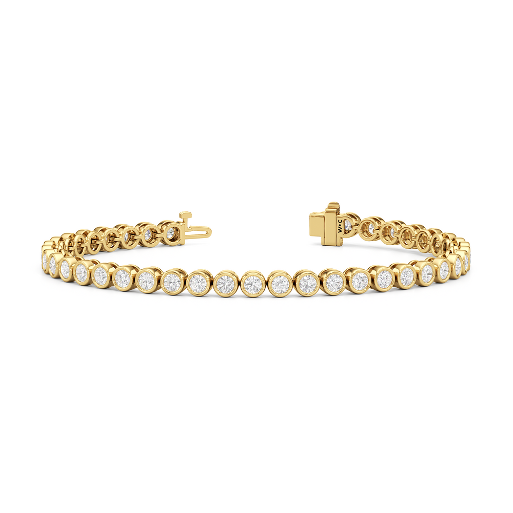 Bezel Set Round Lab Diamond Tennis Bracelet with 4 Cut Diamond in 14KT Yellow Gold view 3
