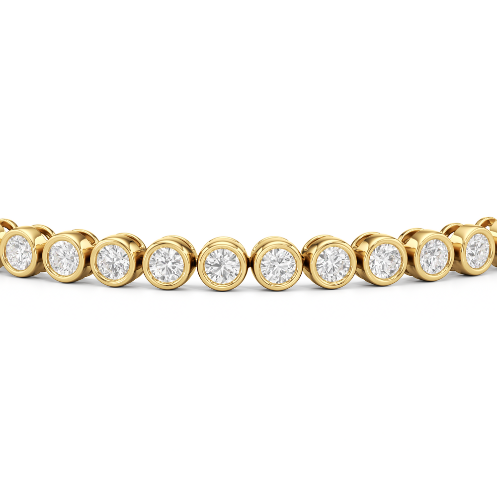 Bezel Set Round Lab Diamond Tennis Bracelet with 4 Cut Diamond in 14KT Yellow Gold view 7
