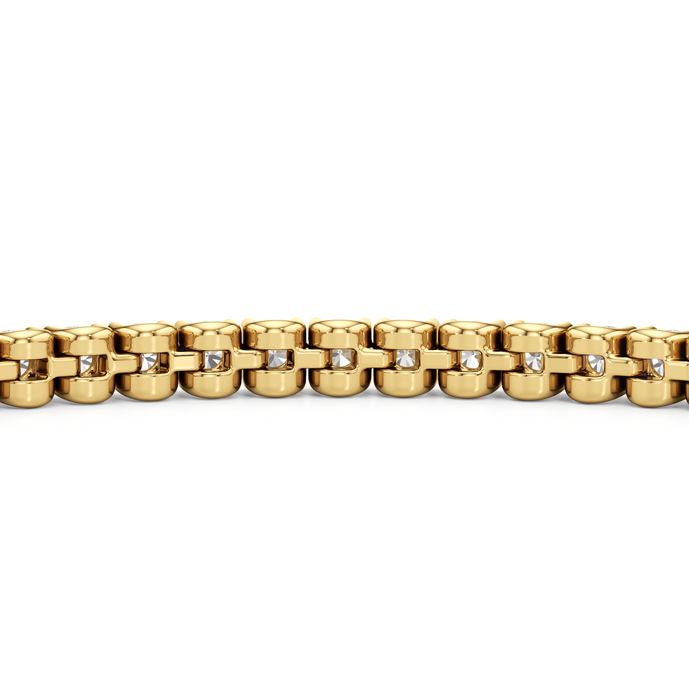 Bezel Set Round Lab Diamond Tennis Bracelet with 4 Cut Diamond in 14KT Yellow Gold view 9
