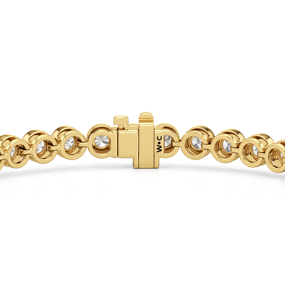 Bezel Set Round Lab Diamond Tennis Bracelet with 4 Cut Diamond in 14KT Yellow Gold view 8
