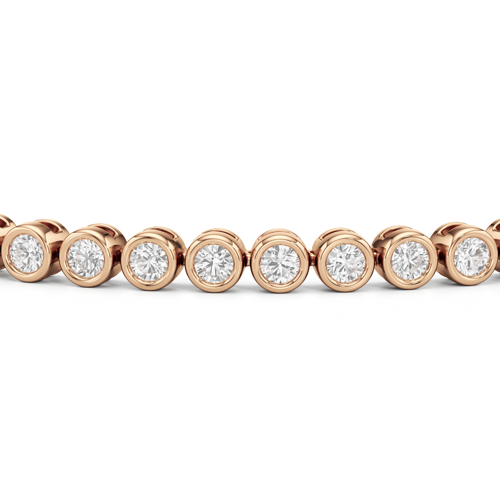 Bezel Set Round Lab Diamond Tennis Bracelet with 2 Cut Diamond in 14KT Rose Gold view 6
