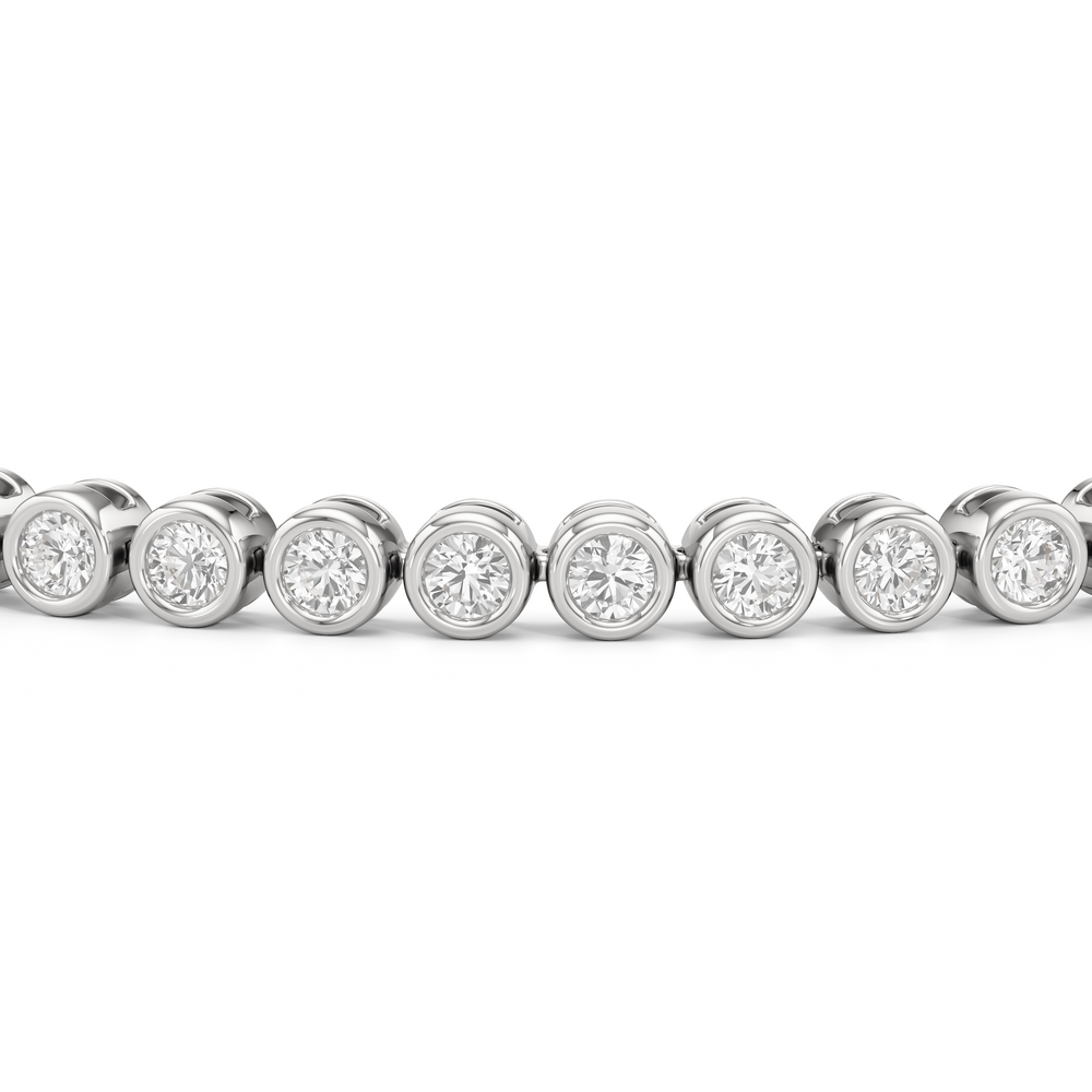 Bezel Set Round Lab Diamond Tennis Bracelet with 2 Cut Diamond in 14KT White Gold view 6
