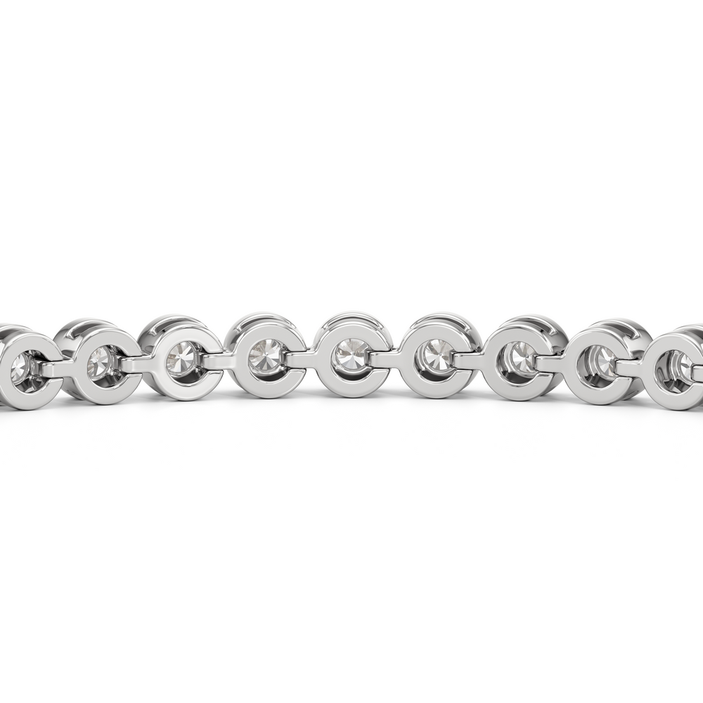 Bezel Set Round Lab Diamond Tennis Bracelet with 2 Cut Diamond in 14KT White Gold view 8
