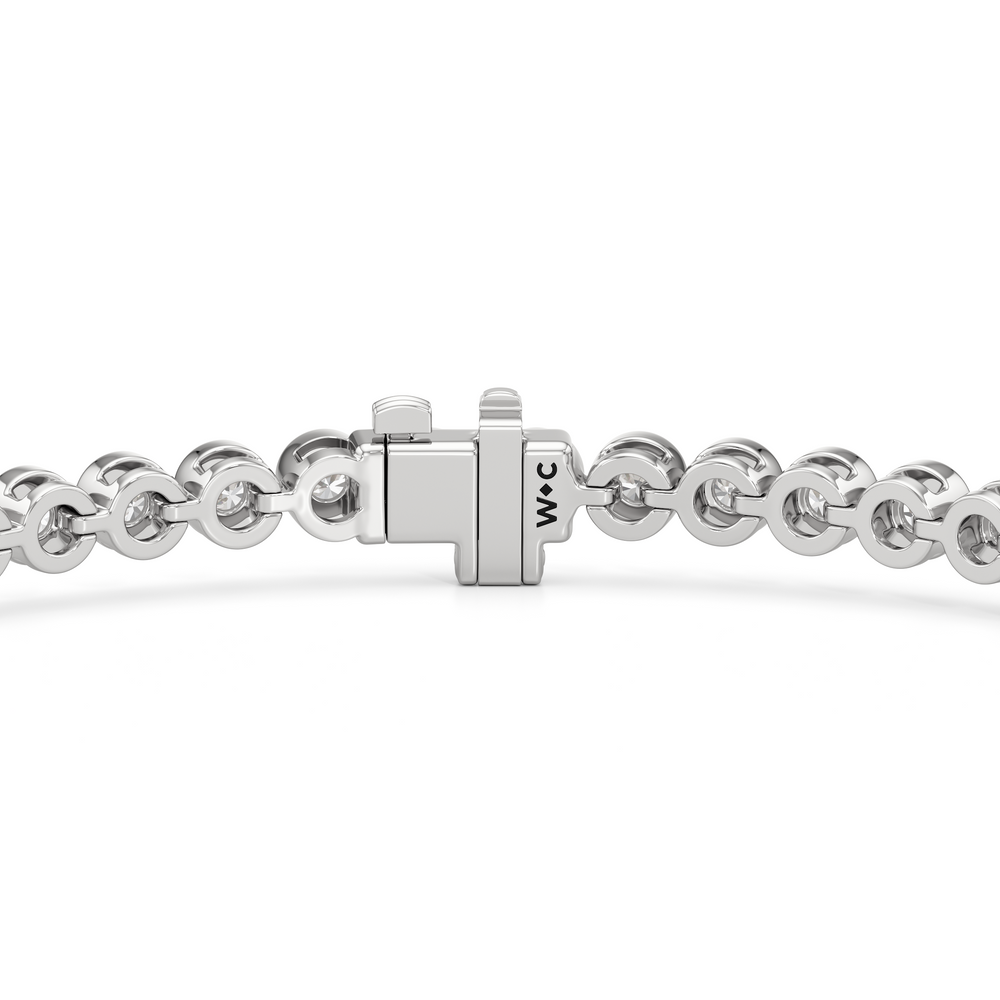 Bezel Set Round Lab Diamond Tennis Bracelet with 2 Cut Diamond in 14KT White Gold view 7
