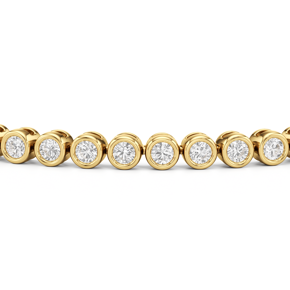 Bezel Set Round Lab Diamond Tennis Bracelet with 2 Cut Diamond in 14KT Yellow Gold view 6
