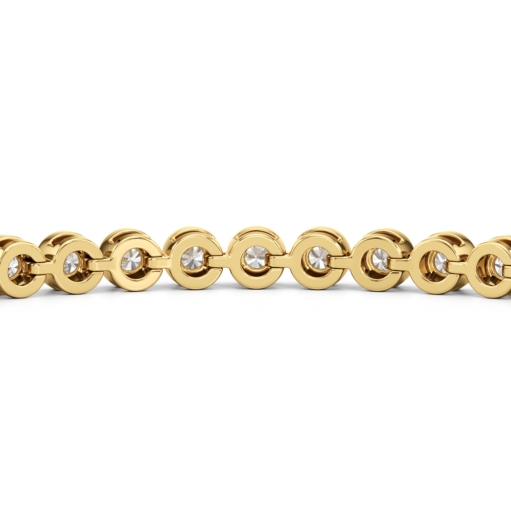 Bezel Set Round Lab Diamond Tennis Bracelet with 2 Cut Diamond in 14KT Yellow Gold view 8
