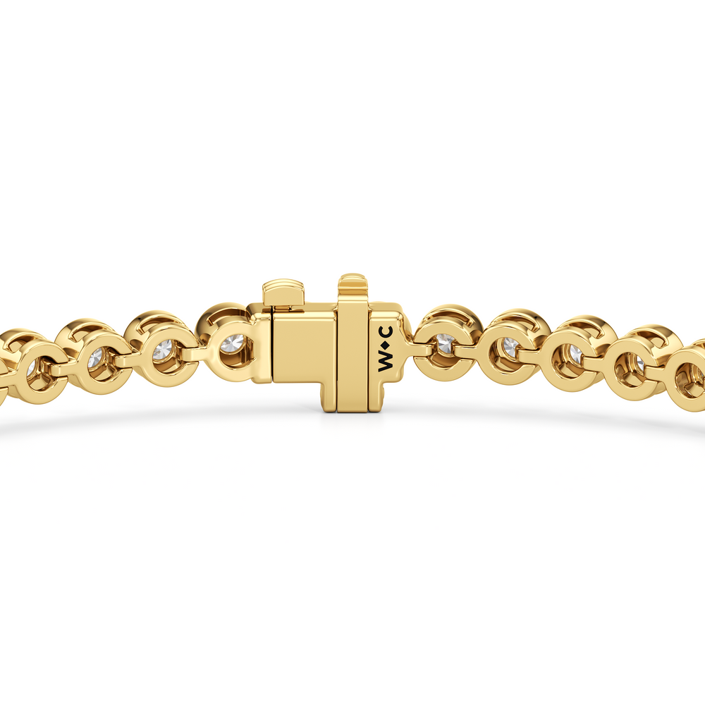 Bezel Set Round Lab Diamond Tennis Bracelet with 2 Cut Diamond in 14KT Yellow Gold view 7
