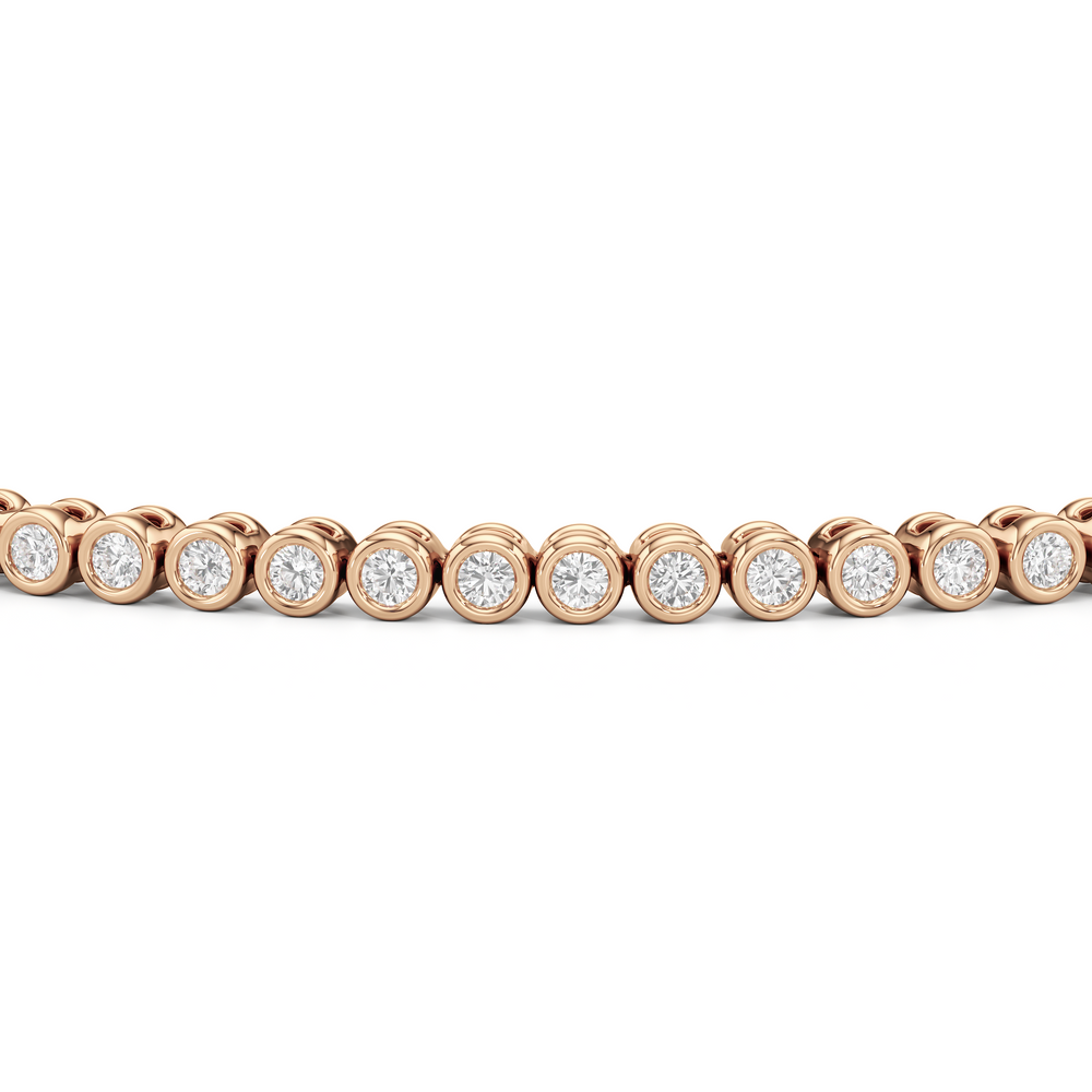 Bezel Set Round Lab Diamond Tennis Bracelet with 1 Cut Diamond in 14KT Rose Gold view 6
