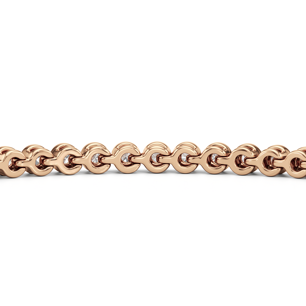 Bezel Set Round Lab Diamond Tennis Bracelet with 1 Cut Diamond in 14KT Rose Gold view 8
