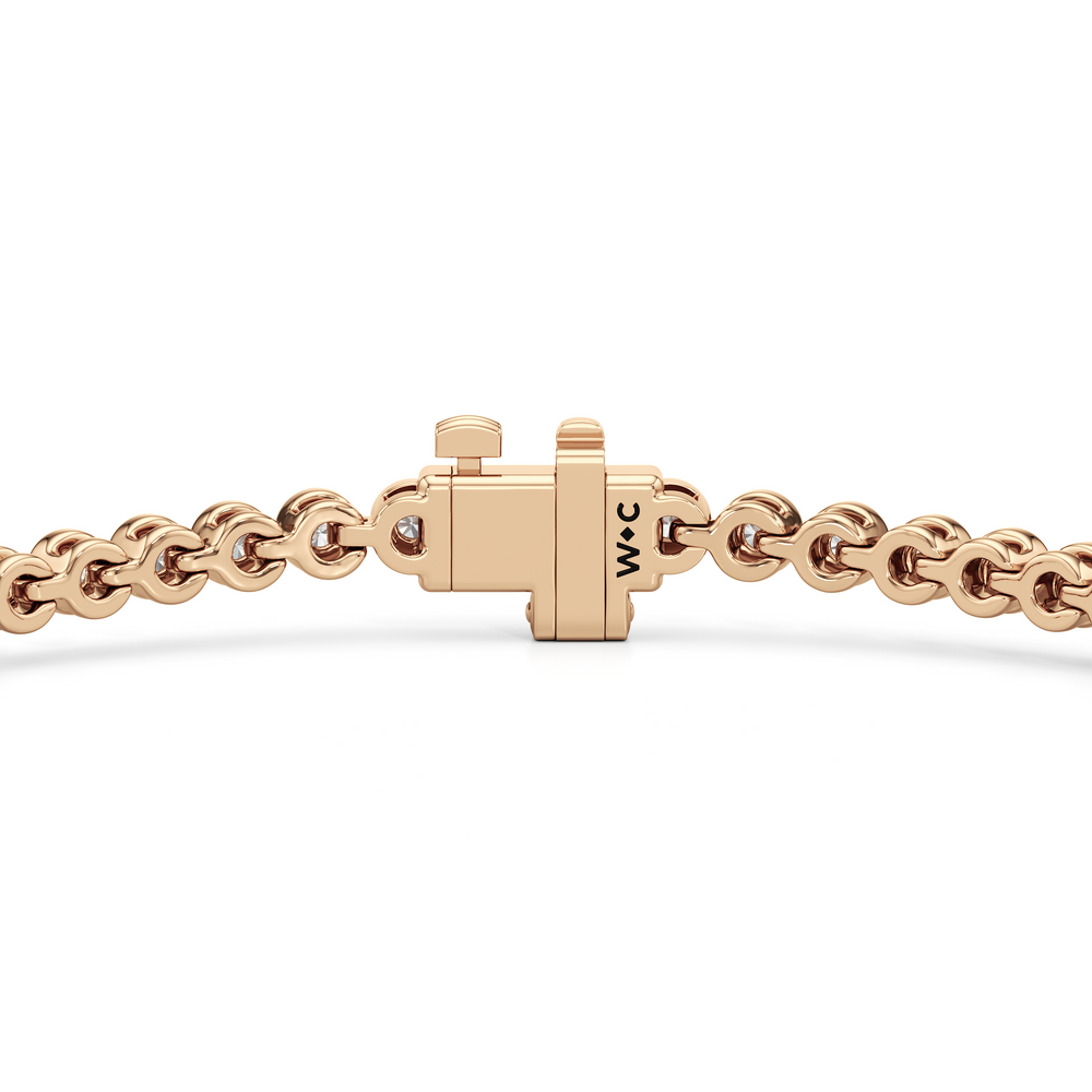 Bezel Set Round Lab Diamond Tennis Bracelet with 1 Cut Diamond in 14KT Rose Gold view 7

