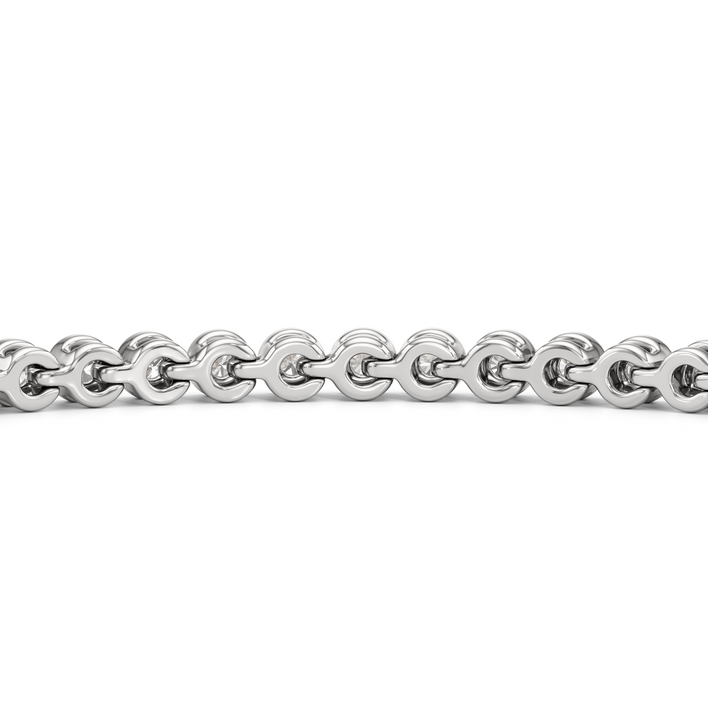 Bezel Set Round Lab Diamond Tennis Bracelet with 1 Cut Diamond in 14KT White Gold view 8
