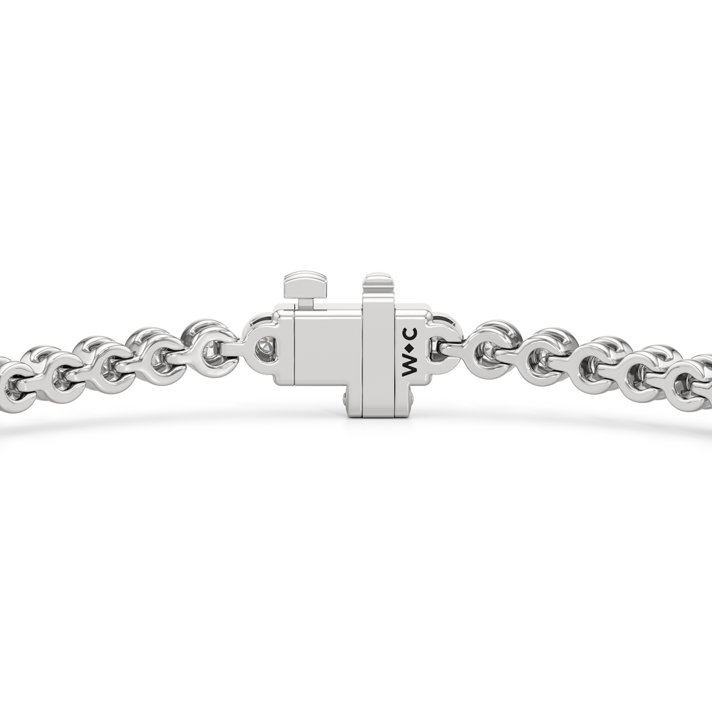 Bezel Set Round Lab Diamond Tennis Bracelet with 1 Cut Diamond in 14KT White Gold view 7
