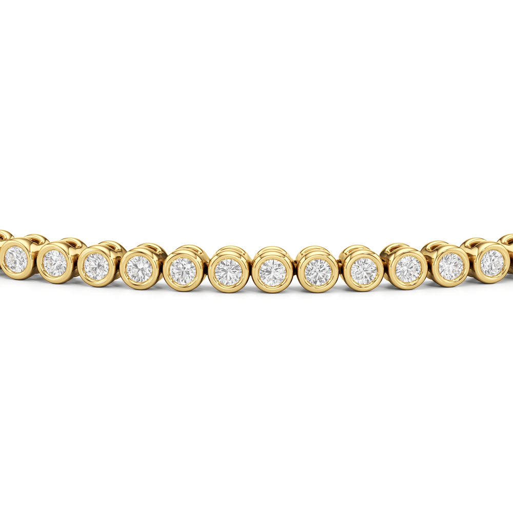 Bezel Set Round Lab Diamond Tennis Bracelet with 1 Cut Diamond in 14KT Yellow Gold view 6
