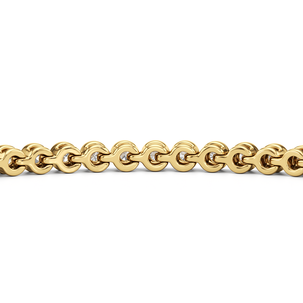 Bezel Set Round Lab Diamond Tennis Bracelet with 1 Cut Diamond in 14KT Yellow Gold view 8
