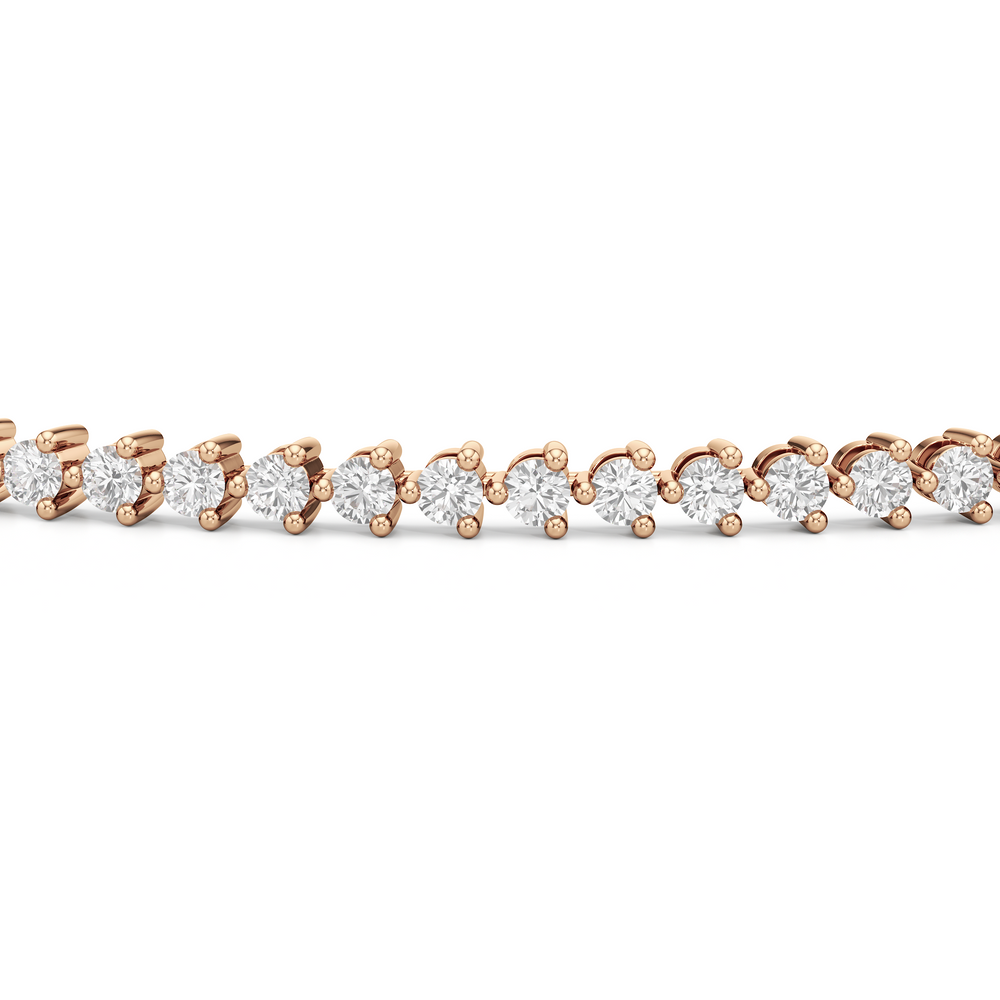 Contemporary 3-Prong Round Lab Diamond Tennis Bracelet with 1 Cut Diamond in 14KT Rose Gold view 5
