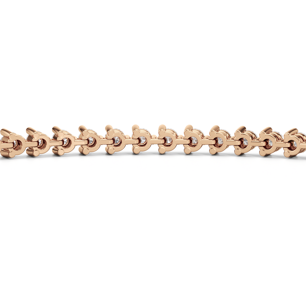 Contemporary 3-Prong Round Lab Diamond Tennis Bracelet with 1 Cut Diamond in 14KT Rose Gold view 7
