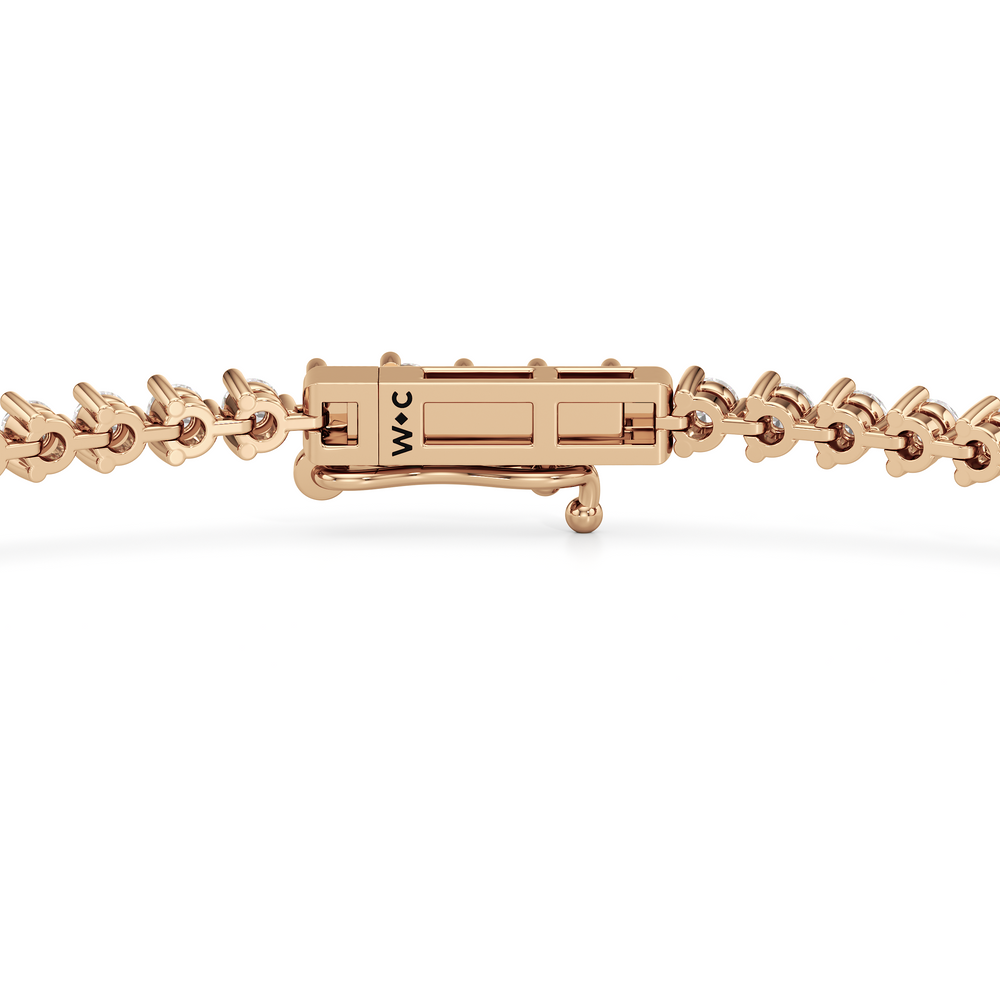 Contemporary 3-Prong Round Lab Diamond Tennis Bracelet with 1 Cut Diamond in 14KT Rose Gold view 6
