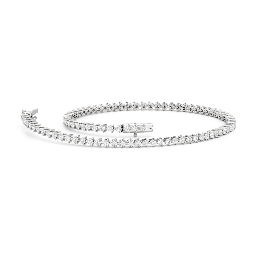 Contemporary 3-Prong Round Lab Diamond Tennis Bracelet with 1 Cut Diamond in 14KT White Gold view 2
