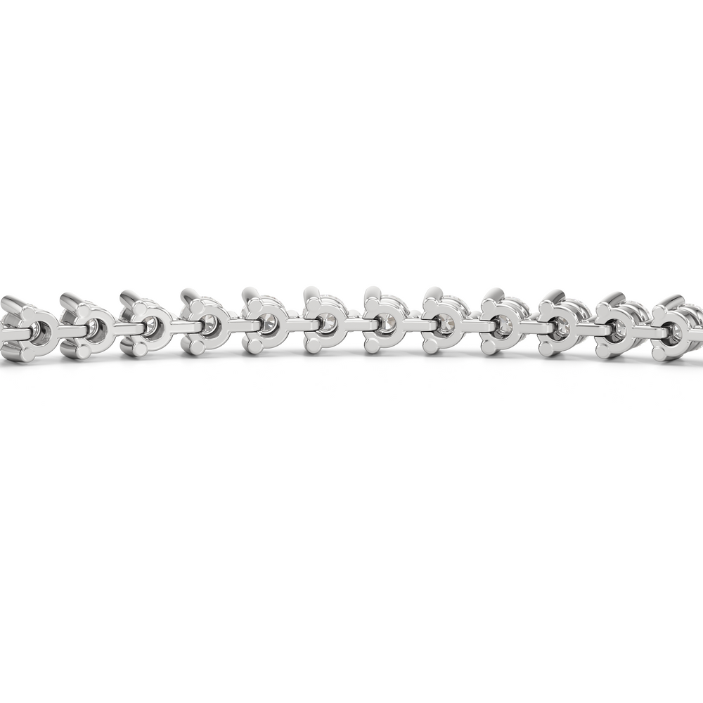 Contemporary 3-Prong Round Lab Diamond Tennis Bracelet with 1 Cut Diamond in 14KT White Gold view 7
